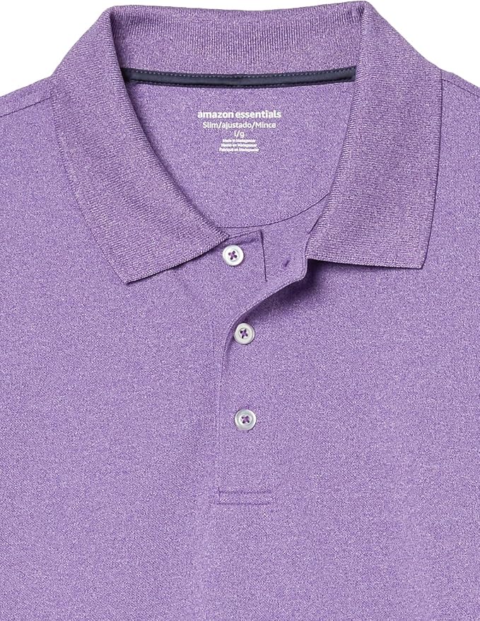 Amazon Essentials Men's Moisture Wicking Golf Polo Shirt, Short Sleeve, Slim-Fit, Quick-Dry, Active Wear