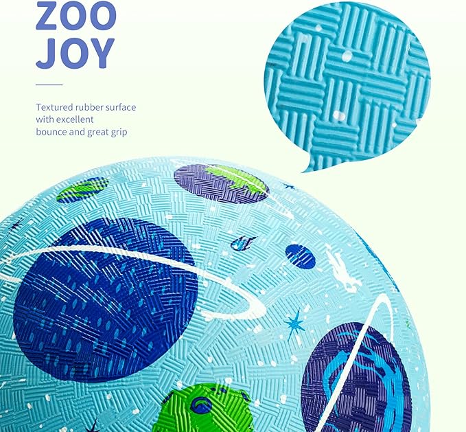 ZOOJOY Pack of 2 Cartoon Playground Balls for Kids 1-6, 6 Inch Rubber Balls for Dodgeball, Rubber Bouncy Kickball, Indoor & Outdoor Game Gaga Balls for Boys Girls with Pump