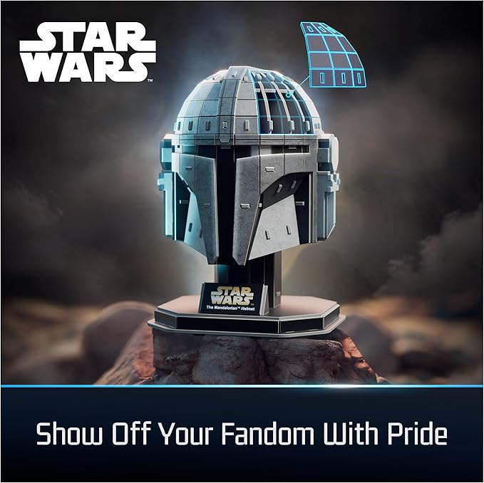 4D Build, Star Wars Mandalorian Helmet 3D Model Kit, Star Wars Collectibles & Desk Decor, Adult Puzzle, Building Toys, 3D Puzzles for Adults & Teens, 88 Pieces, for Ages 12 & Up