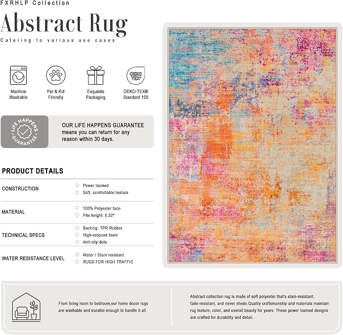 10x14 Area Rug Living Room Rug: Washable Modern Abstract Soft Thin Rug Indoor Floor No Slip Carpet for Bedroom Dining Room Farmhouse Nursery Home Office - Galaxy Haze