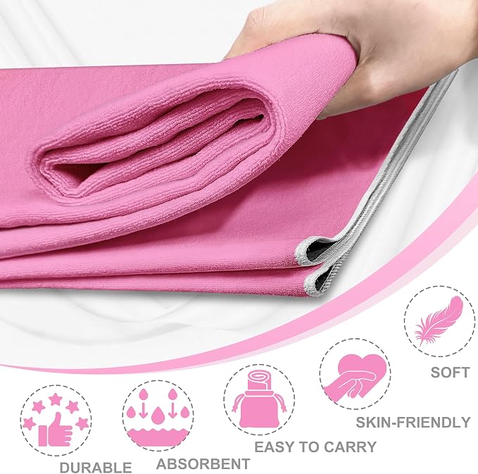 Yoga Towel, Ultra-Absorbent Yoga Mat Towel for Hot Yoga Towel Non Slip, Featuring Ultra-Stylish Prints, Ideal for Workouts, Hot Yoga, Bikram, Pilates Equipment,72 x 27 in,Pink
