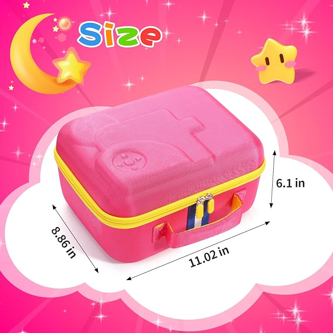 Hard Travel Case Compatible with Little Tikes for Story Dream Machine Books Starter Set, Protective Storage Case Container for Storytime Audio Play Real for Littles Character Collection (Pink, Small)