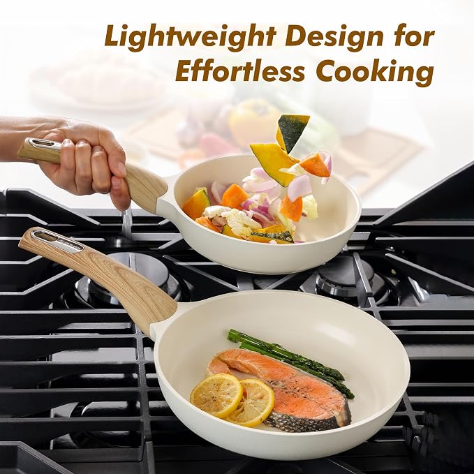 SENSARTE 8inch Ceramic Nonstick Frying Pan Small Skillet, White | Healthy Ceramic Coating Omelette Pan, Non-toxic Kitchen Cooking Chef's Pan, PFOA/PFAS/PTFE Free, Induction Compatible