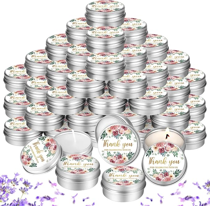 MTLEE 50 Pcs Wedding Candles Gift Favors for Guests 1 Oz Lavender Scented Soy Wax Aromatherapy Candle Favors for Bridal Shower Rustic Wedding Party Guests(Pink Rose)