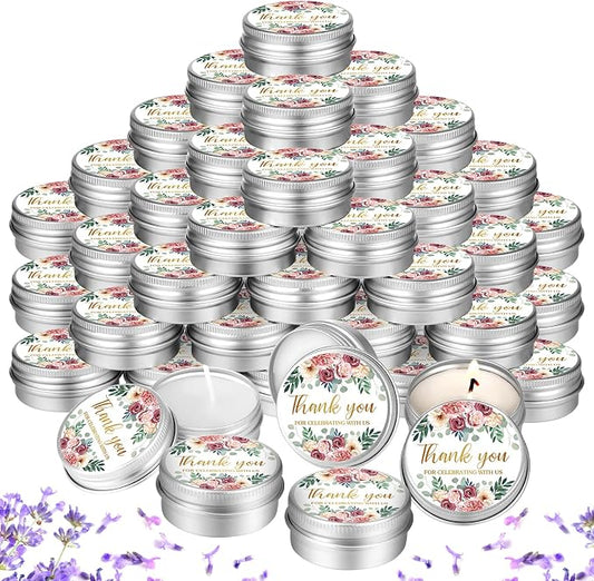 MTLEE 50 Pcs Wedding Candles Gift Favors for Guests 1 Oz Lavender Scented Soy Wax Aromatherapy Candle Favors for Bridal Shower Rustic Wedding Party Guests(Pink Rose)