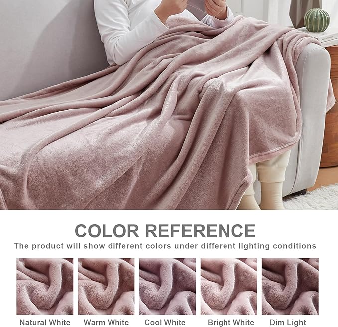 Hansleep Full Pink Fleece Blanket, Soft Flannel Bed Blanket | Fuzzy Cozy Blanket 84x90 Inches, Multi-use for Bed, Sofa, Couch, Travel, Camping, All Season Warm Lightweight Cover