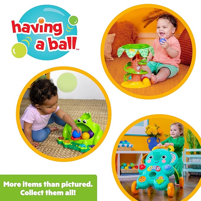 Bright Starts Poppin' Ball Frog Ball Play Toy, Launching, Bouncing & Ramp Racer Toy, Crawl and Chase, Unisex, 6 Months+
