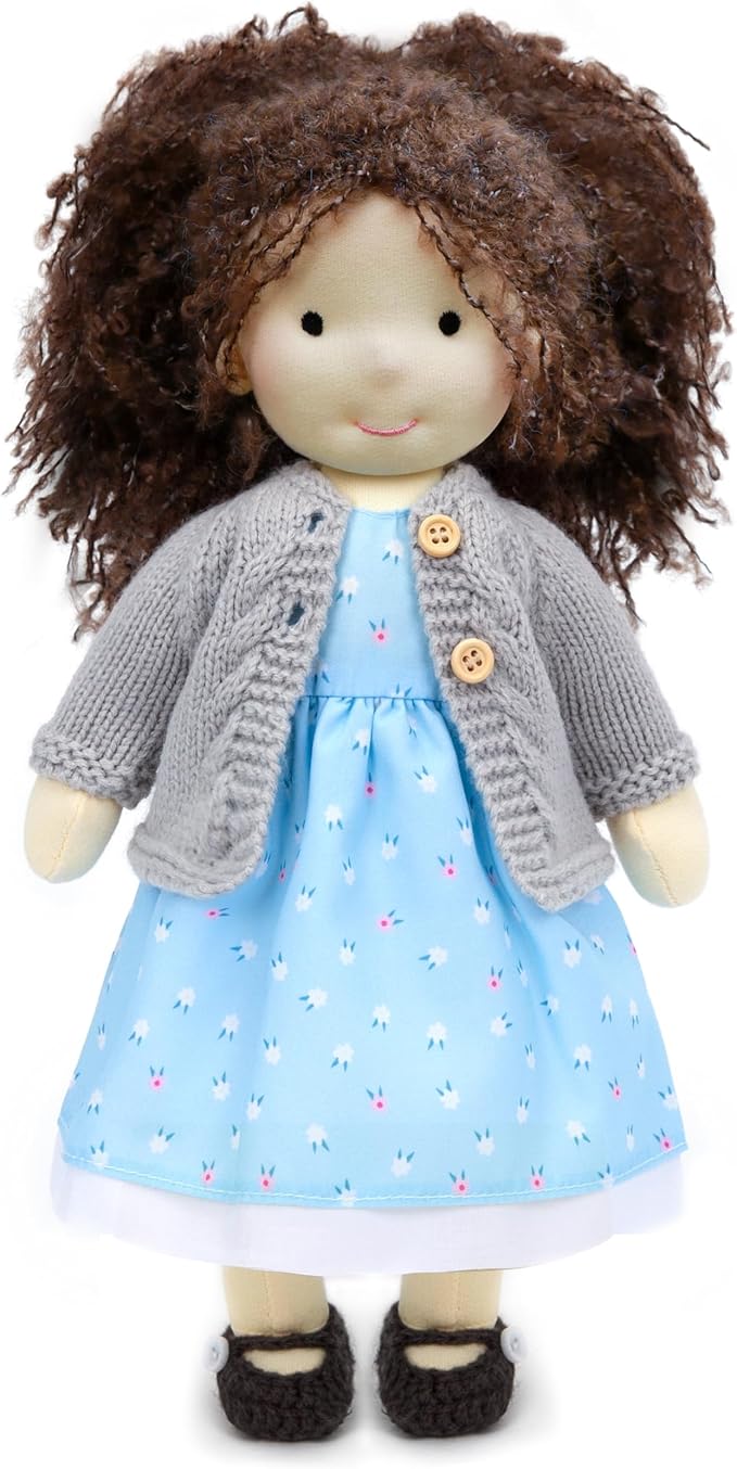 Handmade Waldorf Louise - 12" Soft Girl Rag Doll with Cute Plush, Ideal First Doll for Babies & Toddlers