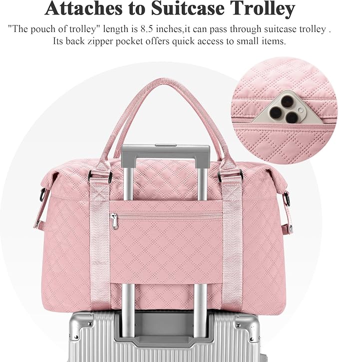 Travel Duffel Bag, Carry On Overnight Weekender Bags for Women | Travel Bag with Wet Pocket & Trolley Sleeve, For Spirit Airlines 18x14x8 Personal Item Bag
