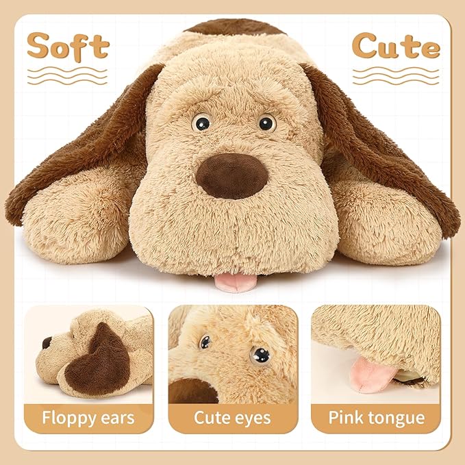 MorisMos Giant Dog Stuffed Animals, 40inch Large Stuffed Dog Plush, Big Puppy Throw Pillow Gifts for Kids, Boys, Girls, Brown
