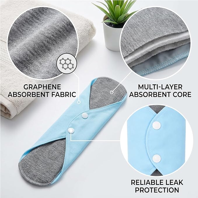6 PCS Reusable Incontinence Pads, Reusable Incontinence Pads for Women, Reusable Pads Menstrual for Daily Bladder Leak Protection, Bringing You a Dry Experience (Random Color