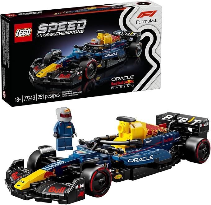 LEGO Speed Champions Oracle Red Bull Racing RB20 F1 Race Car Model Kits - Building Set for Adults, Ages 18+ with Realistic Features - Red Bull F1 DIY Crafts for Display - Gift Idea for Fans - 77243