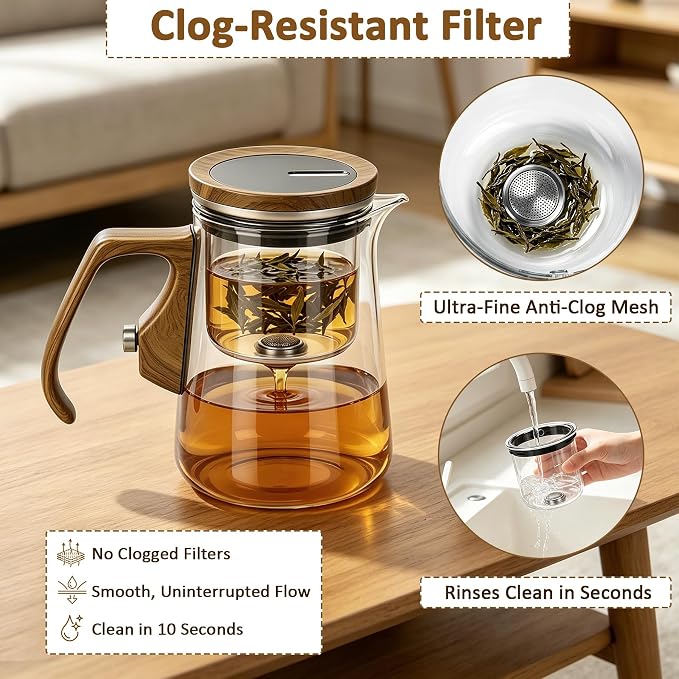 Magnetic Glass Teapot, Enchanted Tea Pot with Infuser, High Borosilicate Glass Tea Maker for Loose Leaf Tea Herbal Tea Loose Herb Tea, Tea Lovers Gift - 25oz