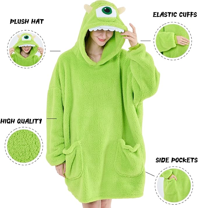 NEWCOSPLAY Wearable Blanket Hoodie Sherpa Hoodie Blanket for Women Men Warm Oversized Sweatshirt with Pockets