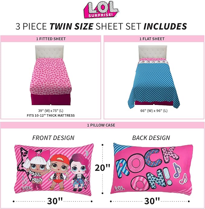 Franco Kids Bedding Sheet Set, Full, L.O.L. Surprise!
