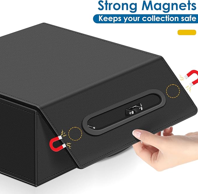 Homthy 110+ Magnetic Card Holder Card Deck Case, Leather Magnetic Closure Commander Card Portable Storage Box Card Holders Fit for Baseball Cards, Sports Cards, MTG, Game Card Standard Cards