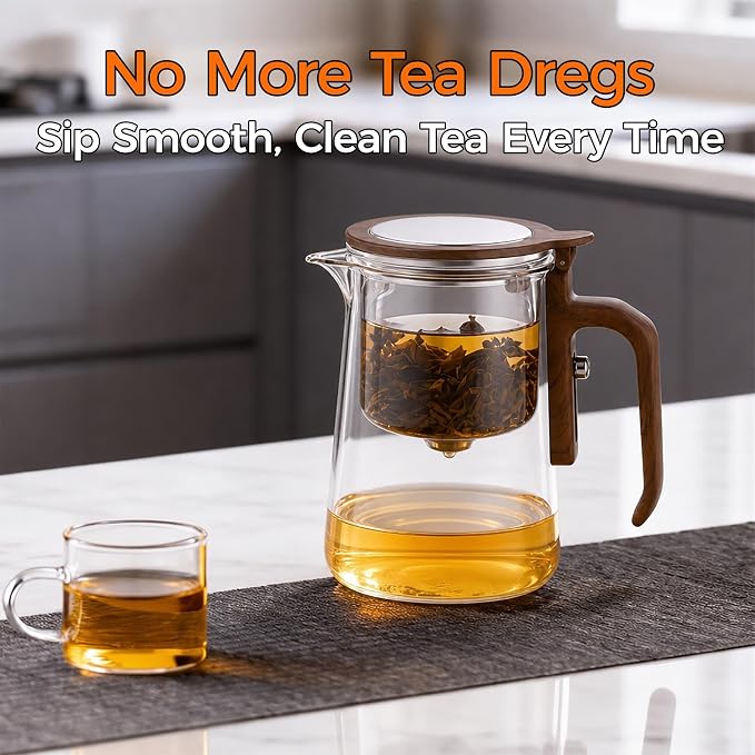 Enchanted Tea Pot, Magic Tea Pot for Loose Leaf Tea Steeper, Heat Resistant Borosilicate Glass Teapot with Tea Infuser, Ideal Gift for Tea Lovers - 27 oz (800 ml) (Hinged Lid)