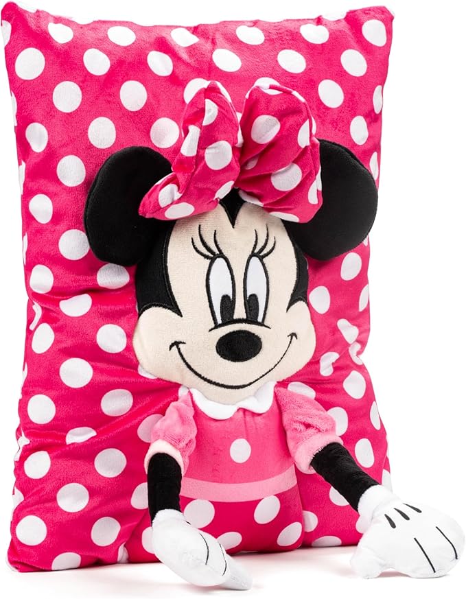 Disney Minnie Mouse 3D Snuggle Pillow - Super Soft Pink Plush Pillow - Measures 15 Inches