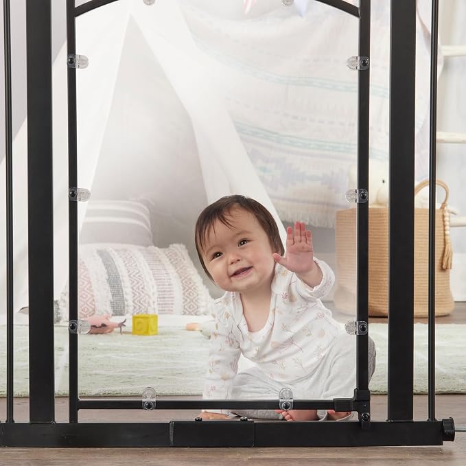 Regalo Safety 29.5–37” Clear Walk Through Baby Gate for Doorways & Bottom of Stairs, Pressure Mounted Baby Gate with Door for Toddlers & Pets, Tested & Trusted, American Designed, Family Owned