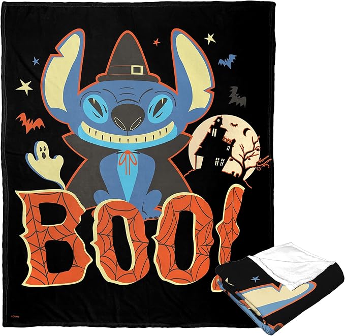Northwest Lilo and Stitch Silk Touch Throw Blanket, 50" x 60", Witch Stitch Boo
