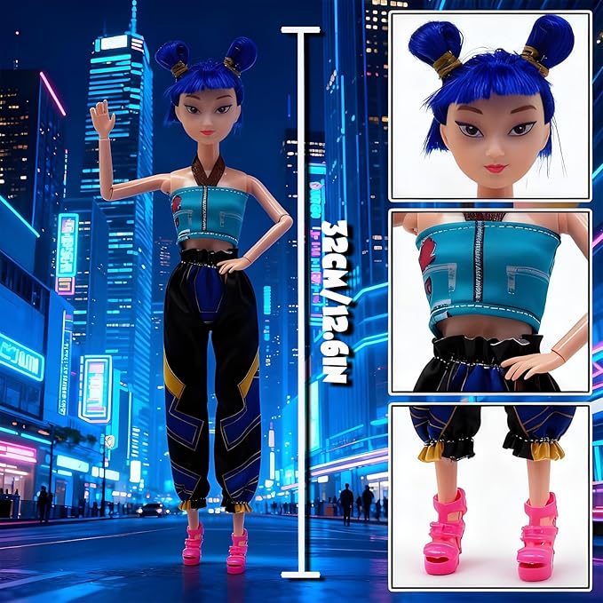 2026 New Singer Fashion Dolls,11.5'' Girl Group Fashion Doll for Kids,Articulated Fashion Doll Set,Great Gift Idea for Girls Fans (C-Blue Hair)