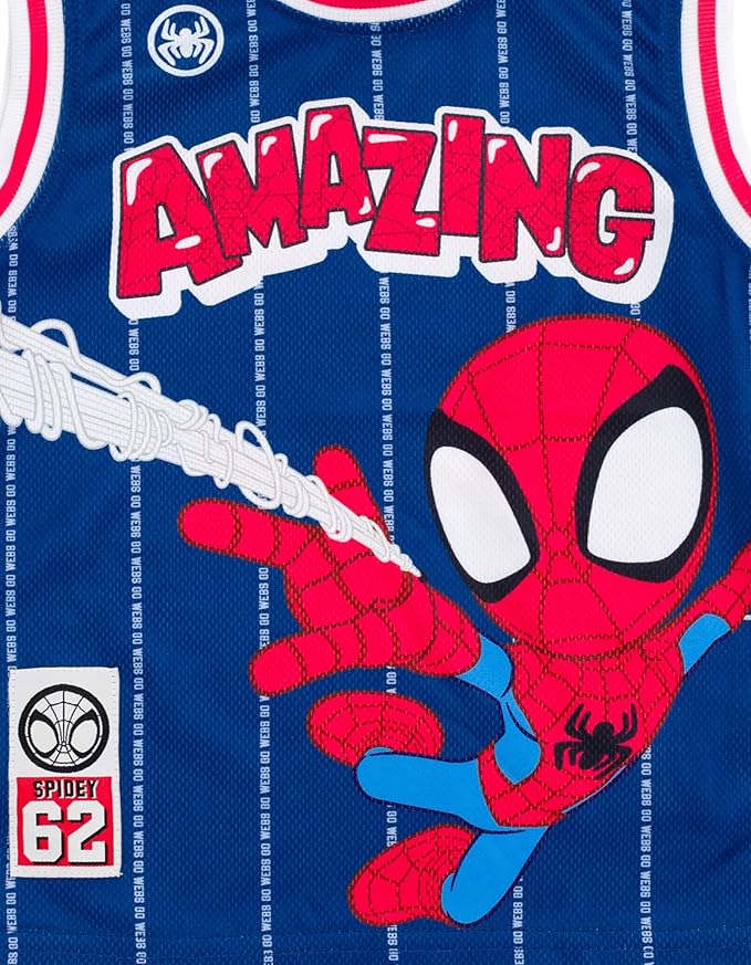 Marvel Spider-Man Miles Morales Hulk Mesh Jersey Tank Top Shirt and Basketball Shorts Toddler to Big Kid Sizes (2T - 18-20)