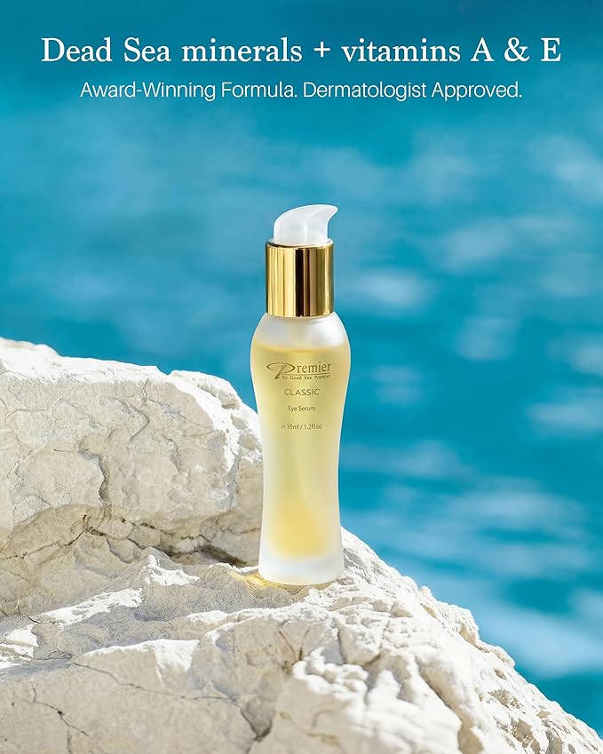 Premier Dead Sea Classic Eye Serum, Hypoallergenic, Age defying, Helps minimize wrinkles, Dark circles, Sagging skin, Reduce bags, with vitamins A & E 1.2 fl.oz