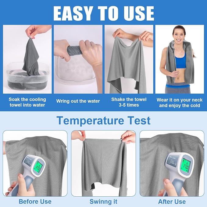 4 Pack Cooling Towels for Face Neck,Sweat Absorbent Cool Towel for Gym Fitness Tennis Yoga Camping Running(4 Pack-03)