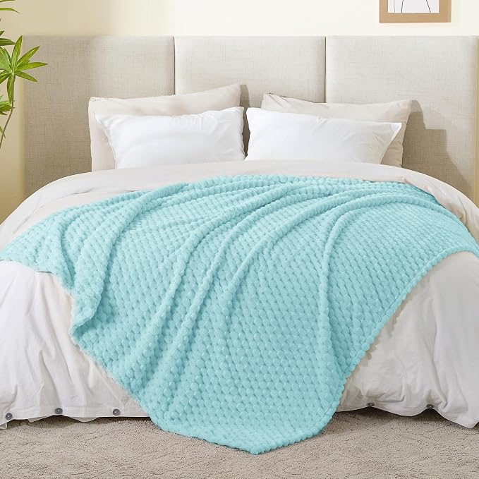 BEDELITE Cloud Blue Throw Blanket for Couch, Soft Gifts for Women, 50 * 60 | 3D Jacquard Decorative Fleece Blanket, Super Soft Plush Throws, Cute Birthday Gift for Women & Men, Suitable for All Seasons