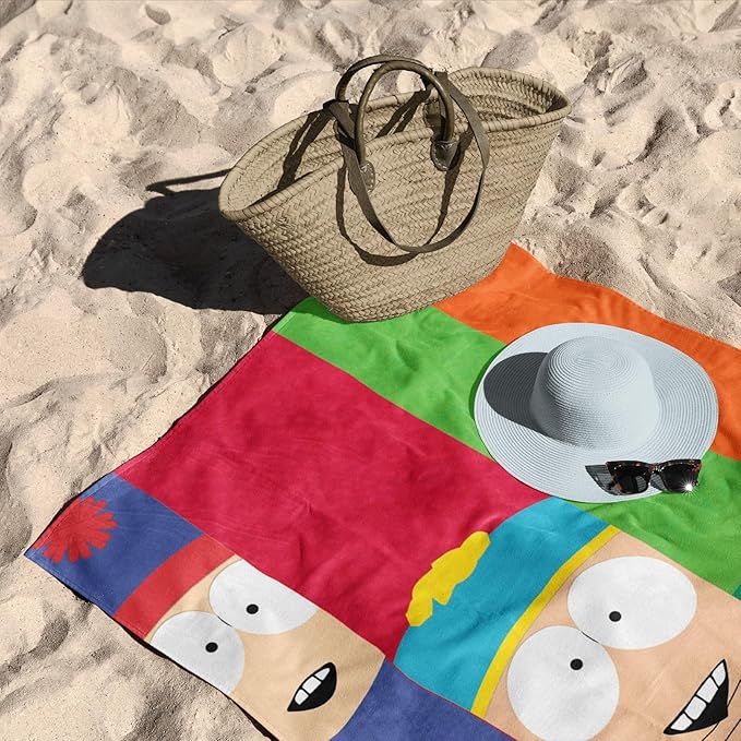 NORTHWEST South Park Beach Towel 2-Pack, Oversized, Soft, Absorbent, Sand-Free & Quick-Drying Pool Towels, Featuring Class Pic & Stripe Designs 30" x 60"
