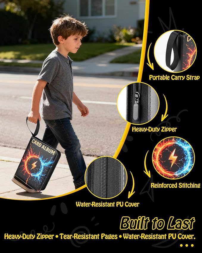 Trading Card Binder, 9-Pocket, Holds 1080 Cards, 120 Pages Side-Loading Card Album, PU Leather, Acid-Free Archival Sleeves, Durable Organizer for MTG, TCG & Sports Cards, Gift for Kids, Boys and Girls