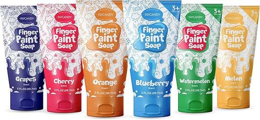 Bath Paint Soap Toys Kids Toddler 6 Pack Non-Toxic Washable Bathtub Paint for Finger Painting on Tub Walls Toy for Creative Play Fun Bath Art