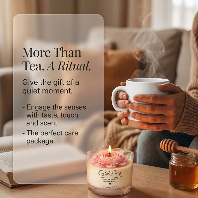 Tea Gift Set for Women – 15 Assorted Teas, Premium Ceramic Mug, Soy Wax Candle, Hand Crème & Honey | Tea Sets for Adults, Tea Gift Box for Birthday, Get Well, Self Care, Teacher