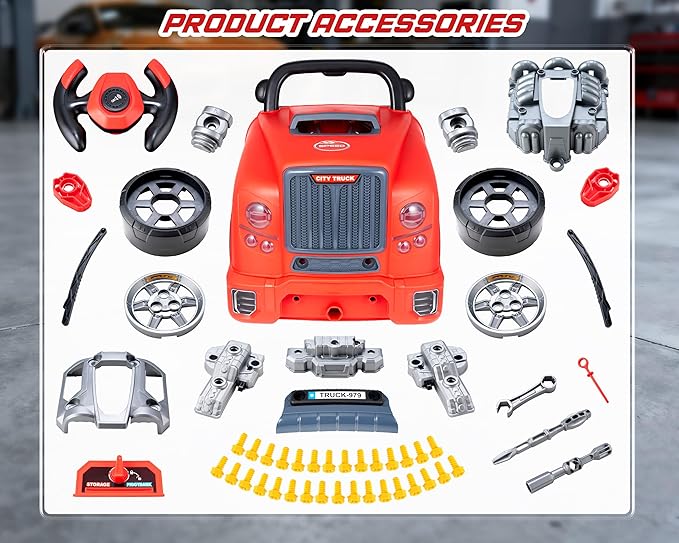 Interactive Truck Engine Toy with Removable Parts - Lights, Sounds, and Fun for Young Mechanics -Unleash their Creativity and Motor Skills with this Truck Engine Toy- Ideal Gift for 3-5-Year-Old Boys