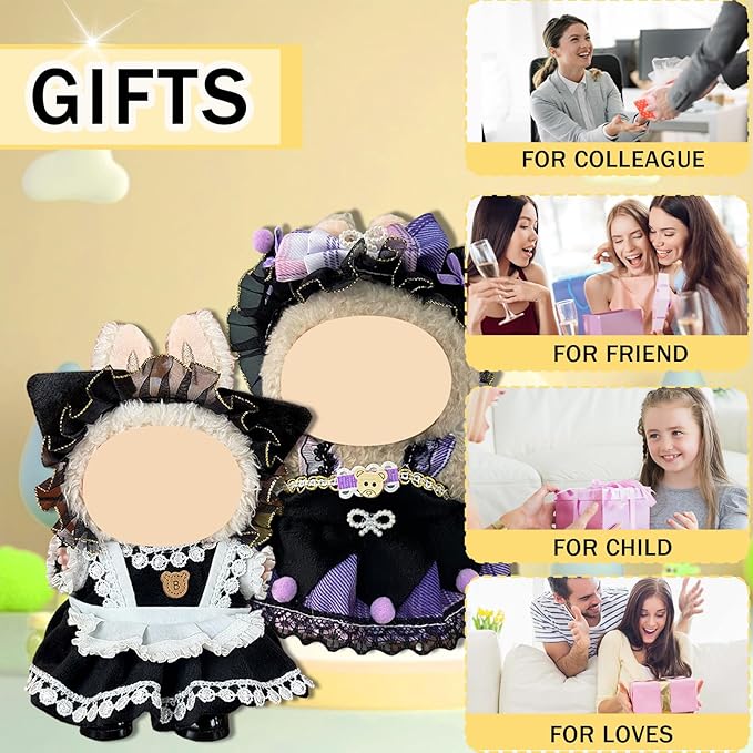 Doll Clothes for Labubu,Cute Outfit for 17cm Doll Clothe 2/3PCS Clothes and Hats Stylish Dolls Clothe for 17 cm Labubu,Casual Style Costumes for Labubu Dolls (Kurromii Style Set)