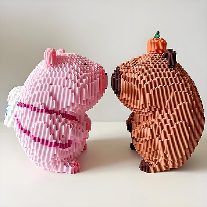 Pink Capybara Building Blocks, High Difficulty, Suitable for Adults