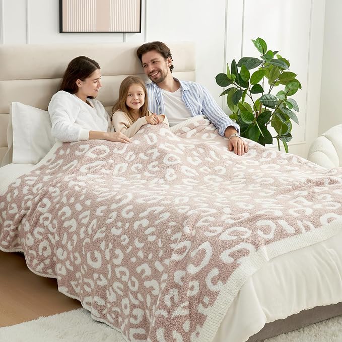 Snuggle Sac Leopard Microfiber Blanket, Queen Size Beige, 90x90 inches, Reversible Cheetah Pattern, Warm, Soft, Cozy