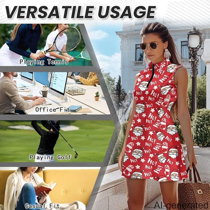Golf Dress Tennis Dresses for Women with Built in Shorts and Pockets Sleeveless Athletic Dress Workout Dress