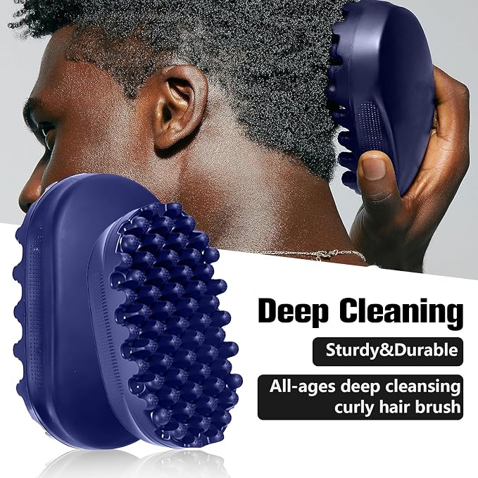 Rubber Curling Hair Brush，Premium Twist Tool for Afro Hair，Ideal for Curly, Coiled, 4C Hair，Quick & Easy Styling，Blue