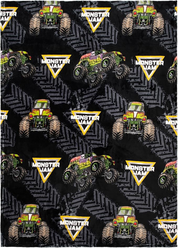 Monster Jam Throw Blanket with Gift Box - Throw Measures 46 x 60 Inches – Super Soft Special Edition.