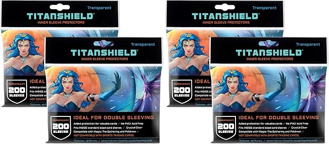 TitanShield | Inner Sleeves | Perfect Fit Card Sleeves | Compatible with Pokémon Cards MTG Magic The Gathering Lorcana | for Double Sleeving (Daylight (Transparent), 400 ct) (Pack of 2)