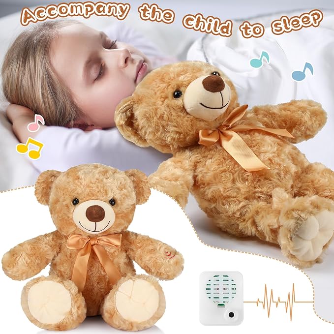Liliful Halloween Plush Bear Gift 12 Inch Plush Stuffed Animal Insert a Recordable Sound Module Brown Bear Soft Doll Fabric Animal Toy for Birthday Party Decoration(Vivid Style)