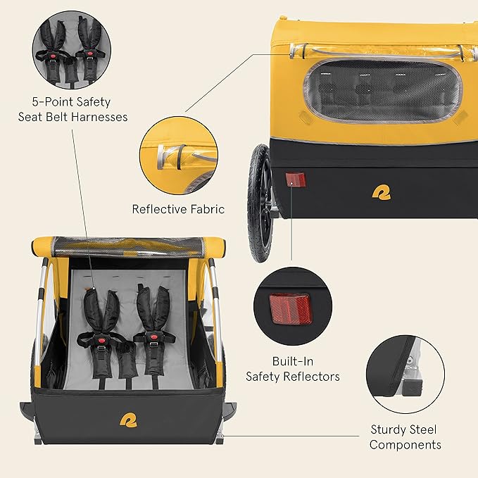 Retrospec Rover Kids Bicycle Trailer Single and Double Passenger Children’s Foldable