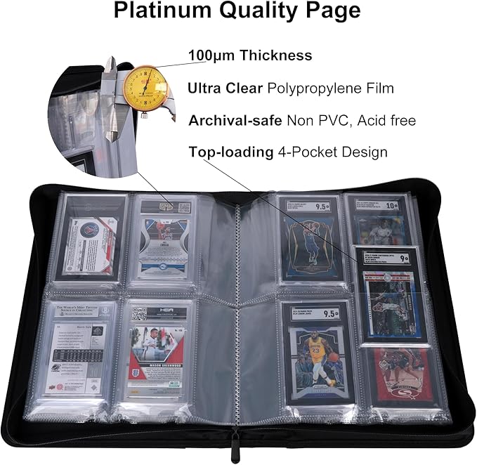 Graded Card Binder - Holds 40 SGC Slabs, 4 Pocket Slab Binder for SGC, BGS, HGA and GMA Slabs