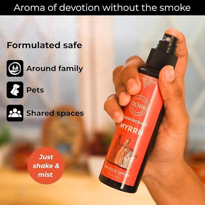 Frankincense and Myrrh Essential Oil Spray for Negative Energy Cleansing of Home - Non Toxic Natural Room Spray and Body Mist - Essential Oil Car Freshener
