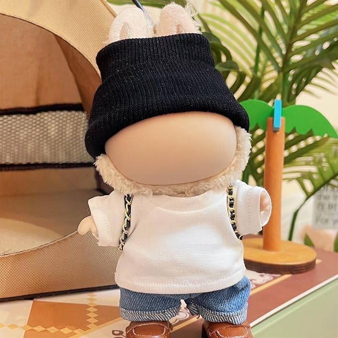 Clothes Fit for 17CM Doll, Fashion Doll Clothes Outfit Set Cute Theme Designer Toys Dress Accessories for Collector Fans Display (D B&W Set)