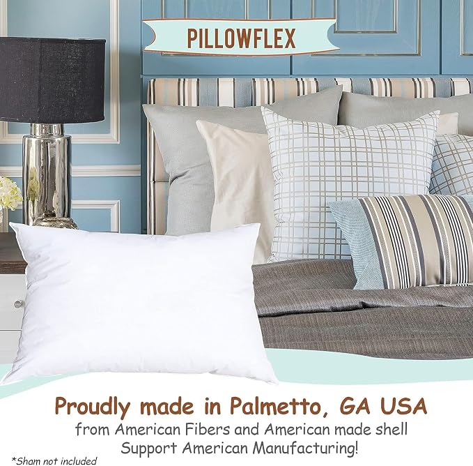 Pillowflex Synthetic Down Pillow Insert 12x22 in - Karate Chop Pillow | Small Rectangle Sham Form, Plush Polyester Cotton Blend, Cloud-Like Comfort, Clump-Resistant Fill, Smooth Elegant Finish