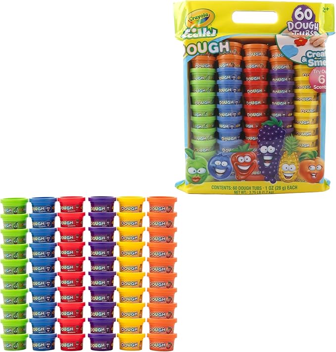 Crayola Silly Scents Dough 60pk x 1oz, Easter Day Gifts & Party Favors, Kids Toys for Party Favor Bags, Modeling Clay, Allergen-Friendly, Non-Toxic, Candy Creativity Alternative