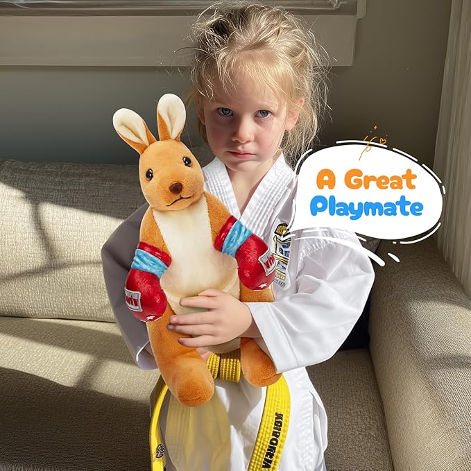 Boxing Kangaroo Plush Toy Stuffed Animal Kangaroo Plush Toys Playful Ease - Timeless Companions Birthday Gift,Boxing Kangaroo Stuffed Animal Ideal Present for Kids,Boys and Girls,11"