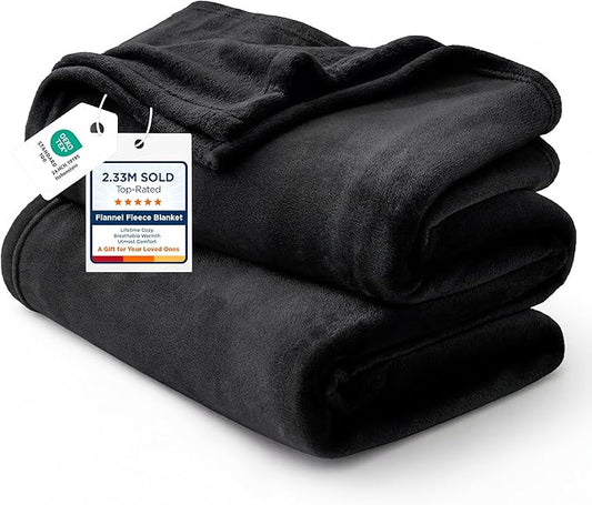 Bedsure GentleSoft Fleece Blanket Twin Size Black - 300GSM Lightweight Plush Fuzzy Cozy Soft Warm Blanket for Bed, Sofa, Couch, Travel, Camping, 60x80 inches